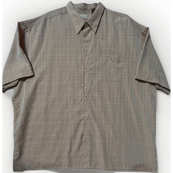 Campia Moda Men’s Shirt Short Sleeve Button Up Beige/Flesh Plaid Size 4XLT - Picture 1 of 8